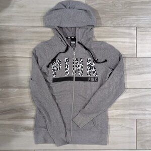 PINK Victoria's Secret Full Zip Leopard Print PINK Hoodie